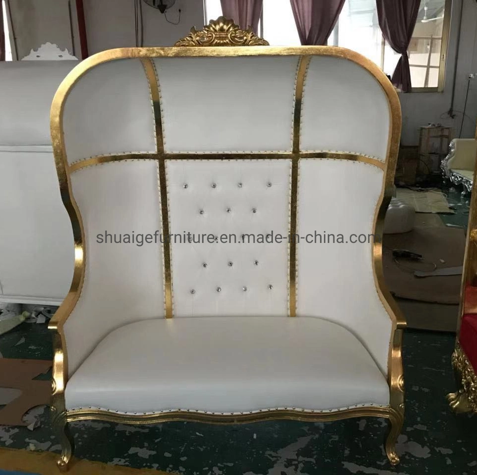 Roral Furniture Gold Metal White Colour King Throne Brige and Groom Wedding Sofa