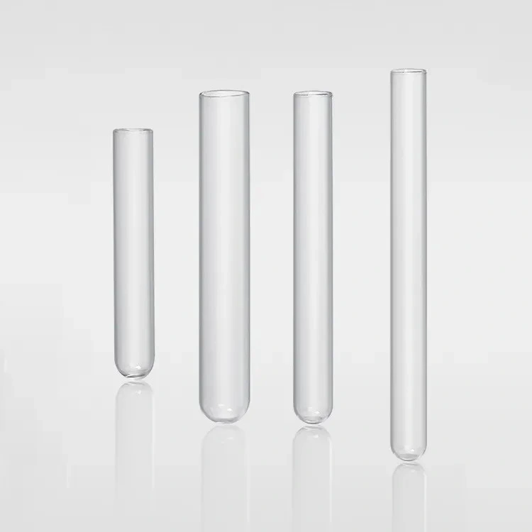 Test Tube Flat Bottom with Rim Laboratory Glassware Glass Test Tube Clear OEM Customized