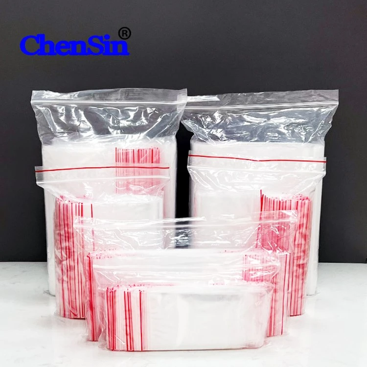 Fábrica de fornecedores da China em Stock Food Grade Grip Self Press Sacos transparentes de plástico de LDPE Poly Ziplock, recoáveis, para venda