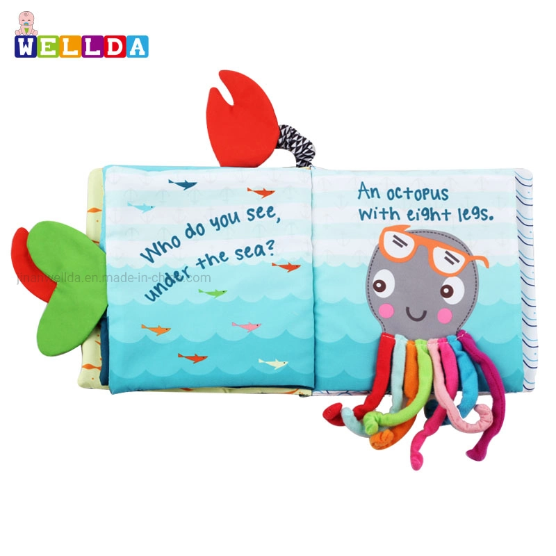 New Arrival Multi-Language Early-Educational Kids Toys Baby Fabric Cloth Book with Crinkle Paper