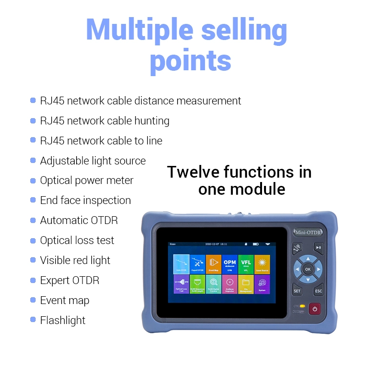 Equipo de fibra óptica de alta calidad Mini OTDR 24dB/26dB 1310nm y. 1550nm Nk4000 Mini OTDR