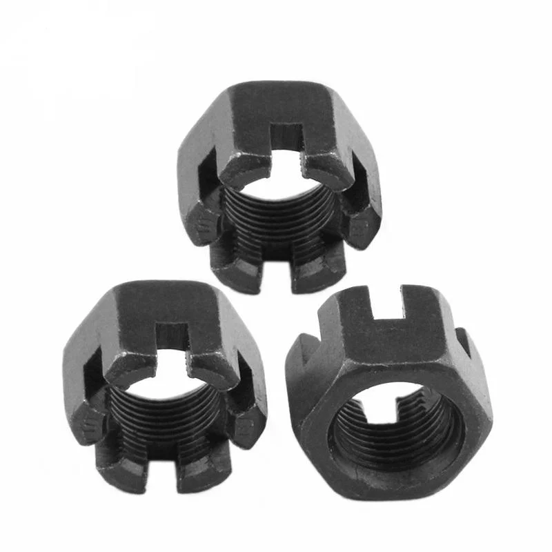 Tuercas hexagonales de alta resistencia color negro con ranurado de rosca fina de acero inoxidable tuercas hexagonales ranurados