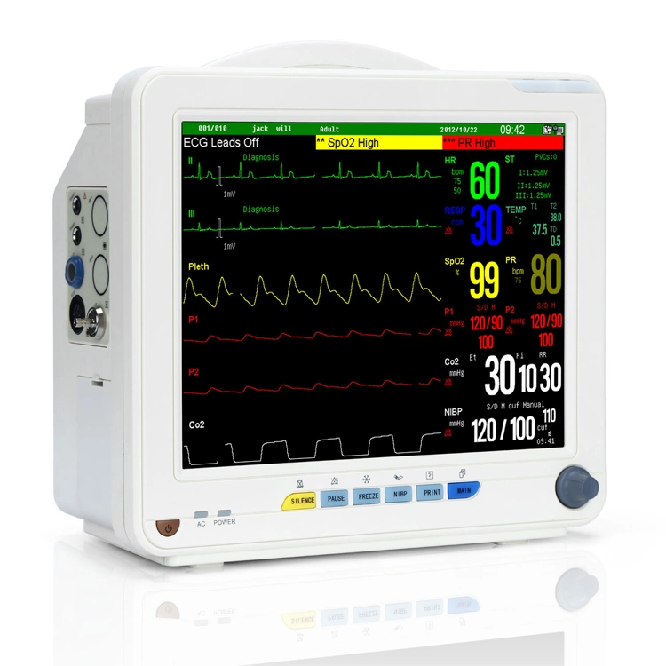 Medical Portable Multi-Language Bedside 6 Parameters Blood Pressure Patient Monitor He-9000n