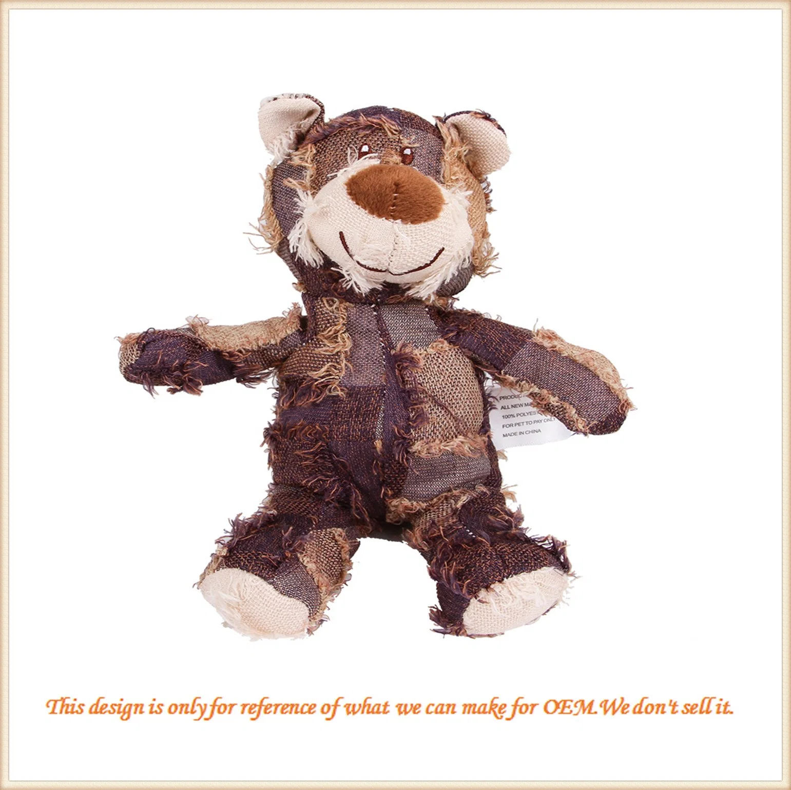 2 Size Fashion Design Cute Bear Plush/Jean Wity PP Cotton Pet Soft Toy for Dog