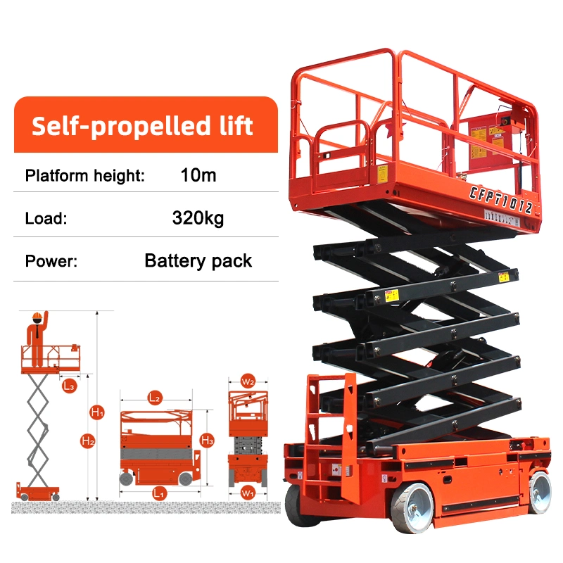 4m-18m voll elektrische selbstfahrende Arbeitsbühne Aerial Lift Platform Hydraulische Schere Hubstab Steuerung