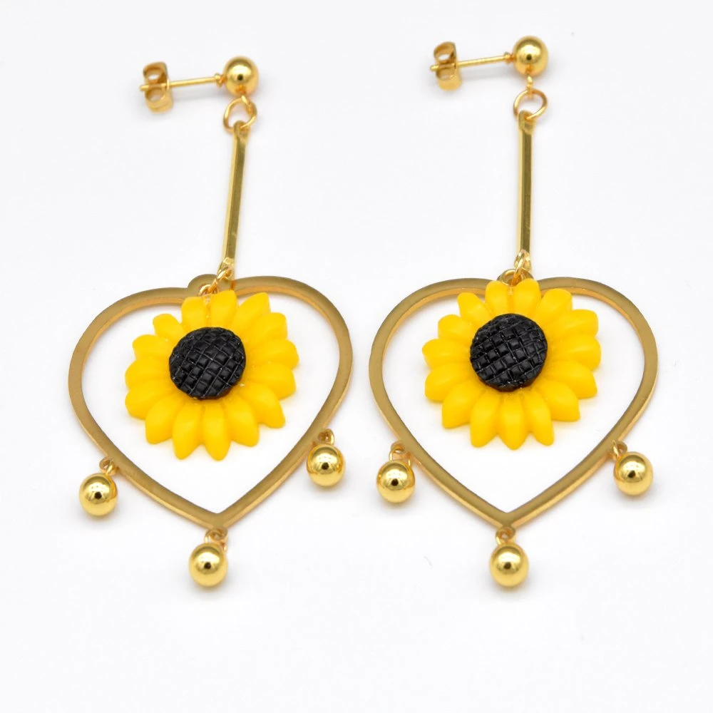 Fashion Accessory Women Perfect Gifts Sunflower Drop Earrings