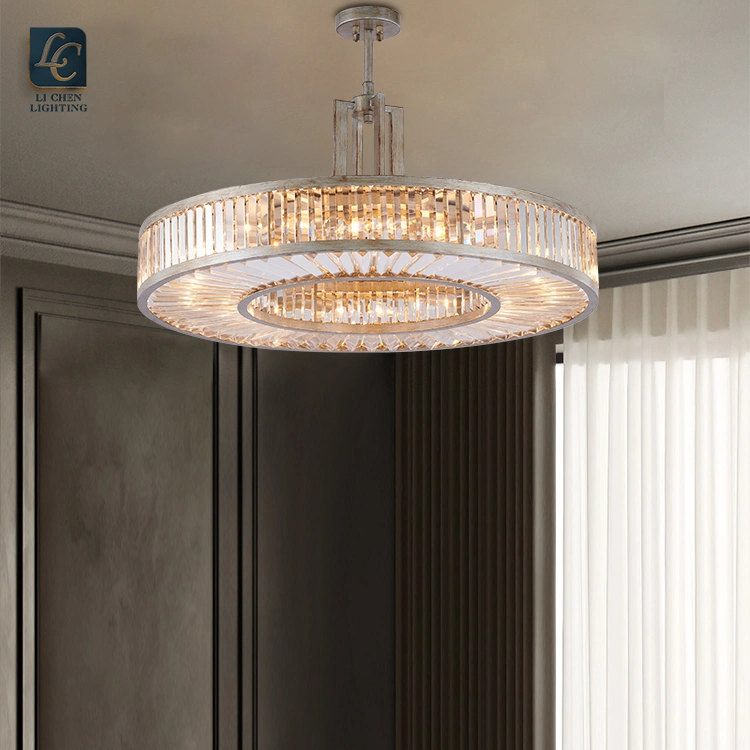 Hotel Villa Restaurant Iron Frame Crystal LED Pendant Lamp