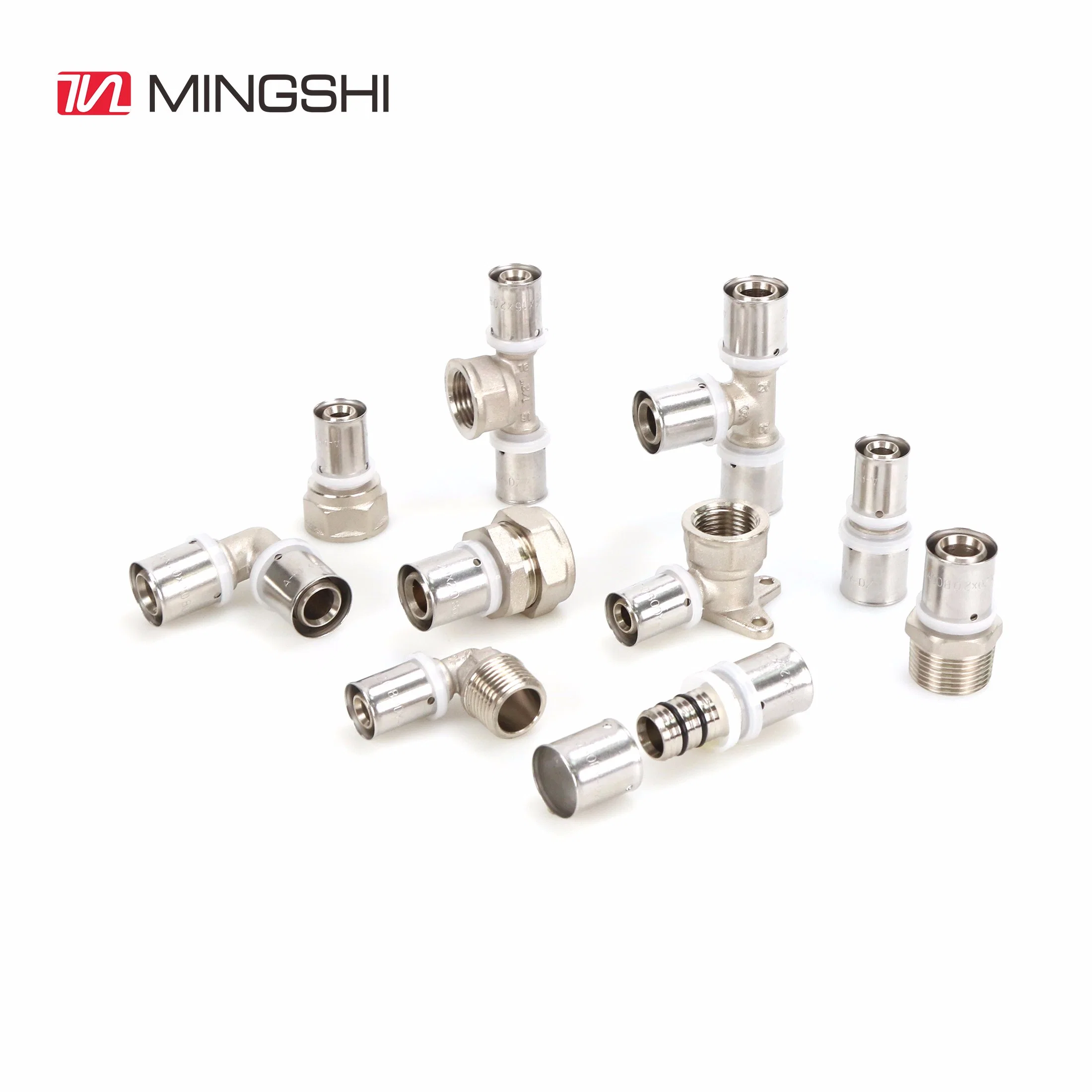 Mingshi Plumbing Materials Floor Heat Water Supply Pexalpex Pipe Fitting with Watermark/Acs/Aenor Wall Plated Male Elbow Press Brass Fittings