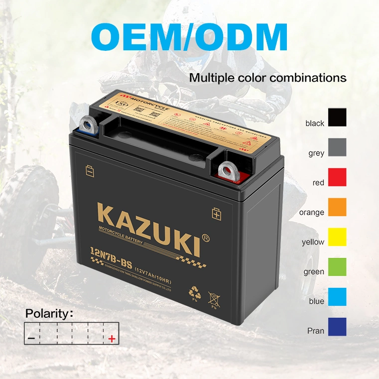 Kazuki 12n7-3A 12V7ah batería/Mantenimiento carga seca libre batería de motocicleta