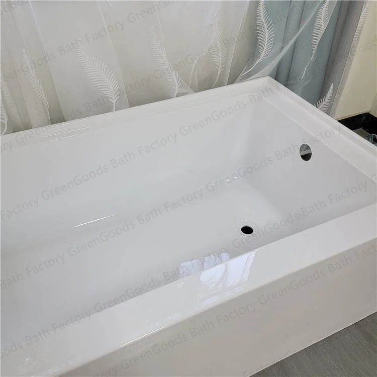 CE Factory Bathroom Used Shower Combo China Single White Acrylic Rectangle Hot Deep Soaking Dropin Bathtub in Floor