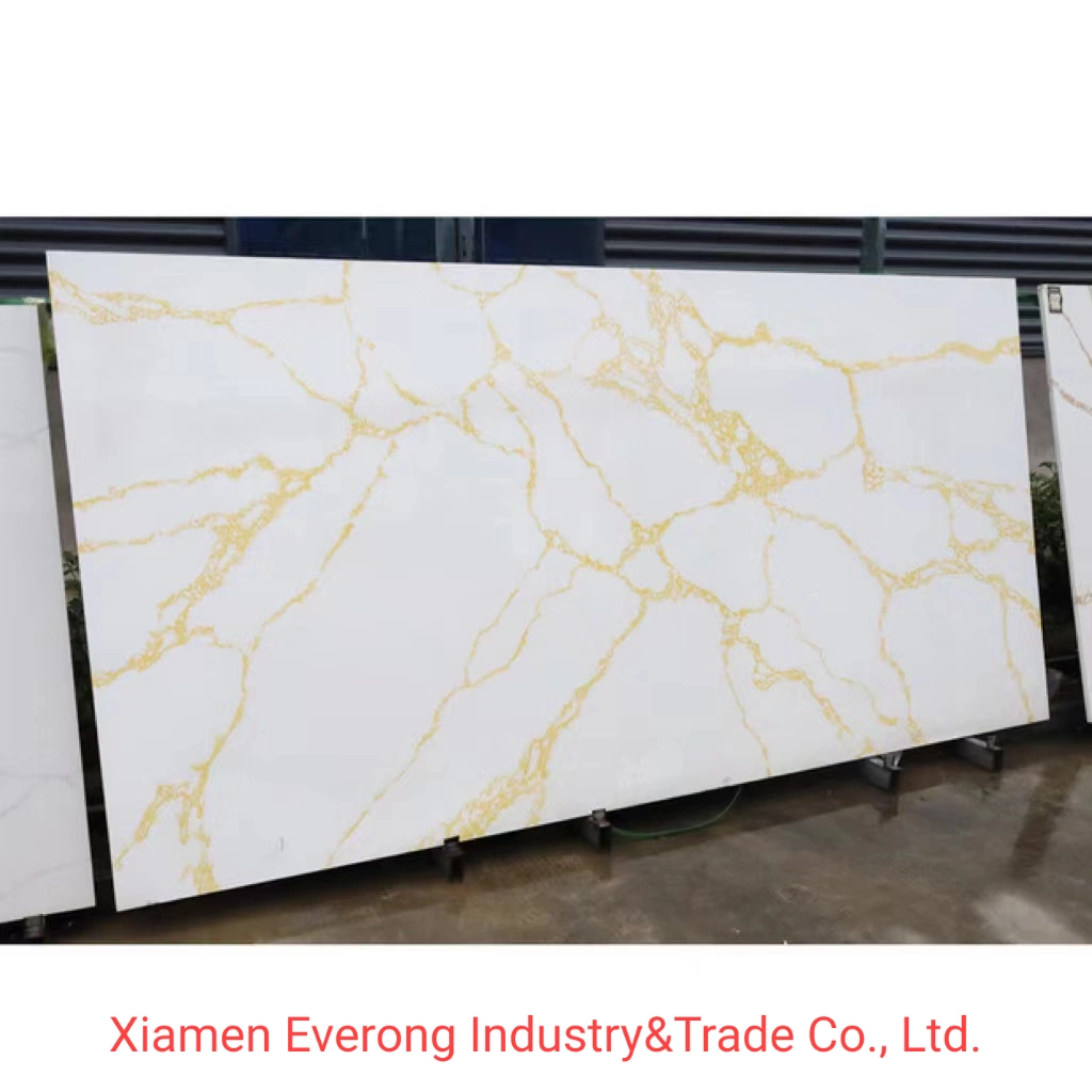 High quality/High cost performance Yellow Vein Quartz Slab Prefabricated kitchen Counter Top