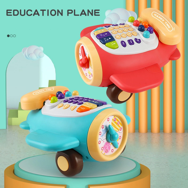 Téléphones éducatifs pour bébés, jouets d'apprentissage précoce, téléphone musical, jouet de téléphone avec horloge, jouet d'avion, téléphone pour bébé avec lumière et musique.