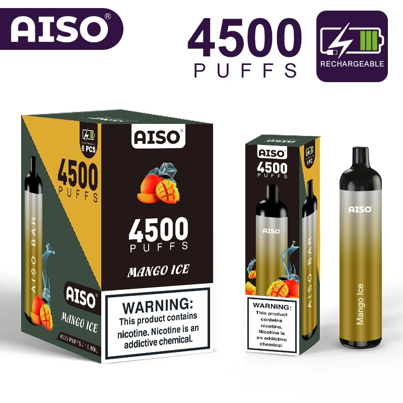 Precio competitivo Aisobar 4500bocanadas desechable cigarrillo vaporizador recargable E