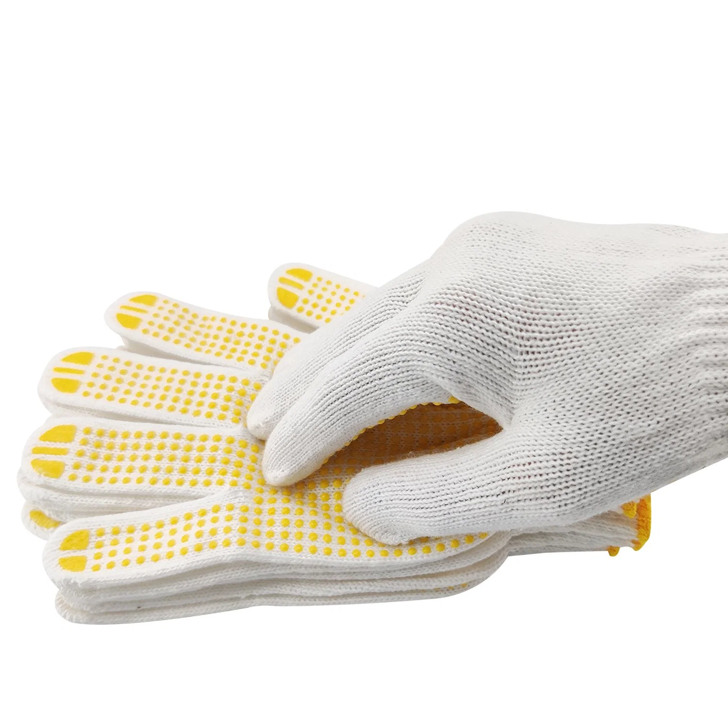 Gants de travail en coton blanc naturel en PVC à pois