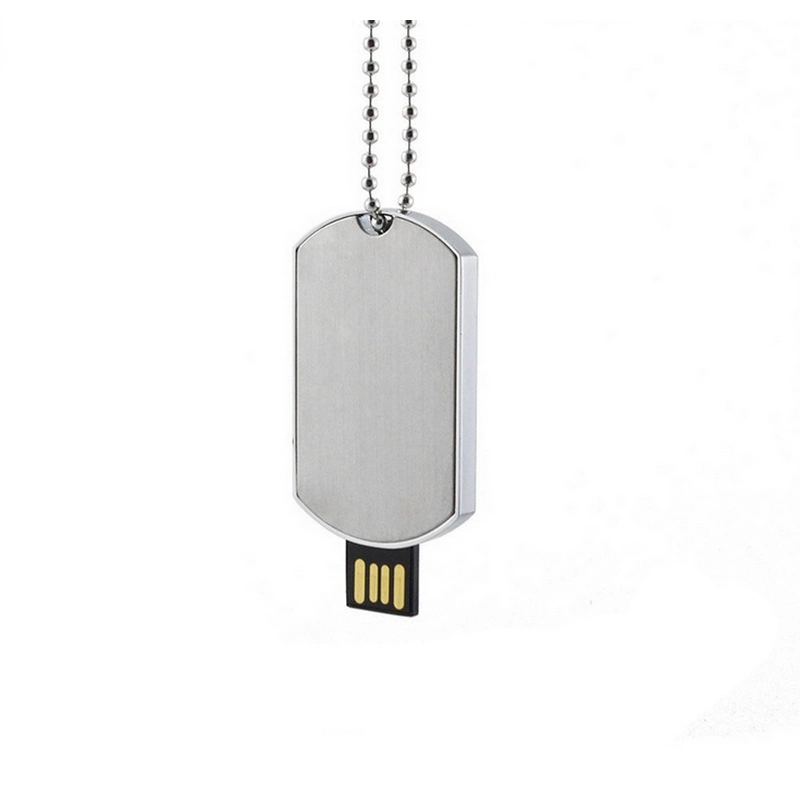 Portable Metal Plate Mini COB USB Stick Drive with a Long Neck Chain