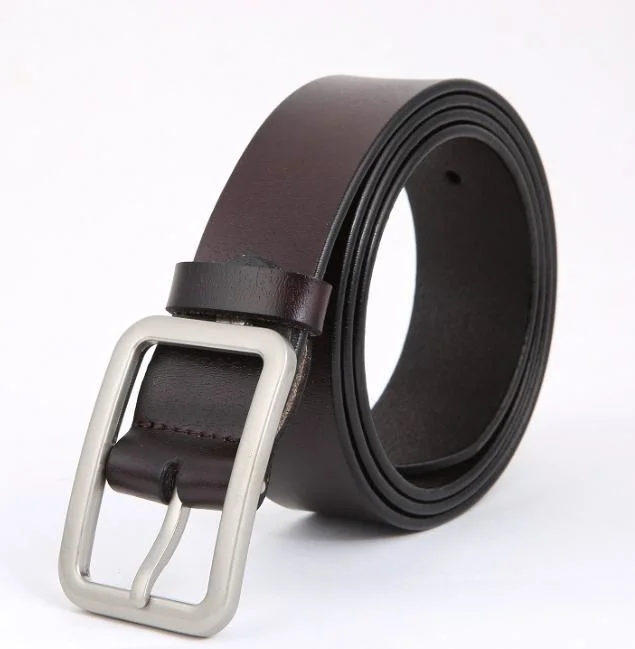 Custom Logo Alloy Pin Buckle Genuine Cowhide Leather Belt