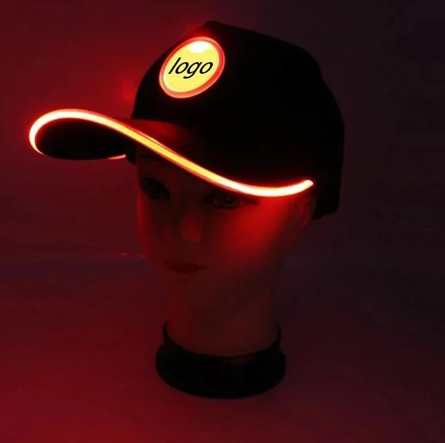 Logotipo personalizado de promoción de la luz de LED LED Cap Gorra de béisbol con luces LED