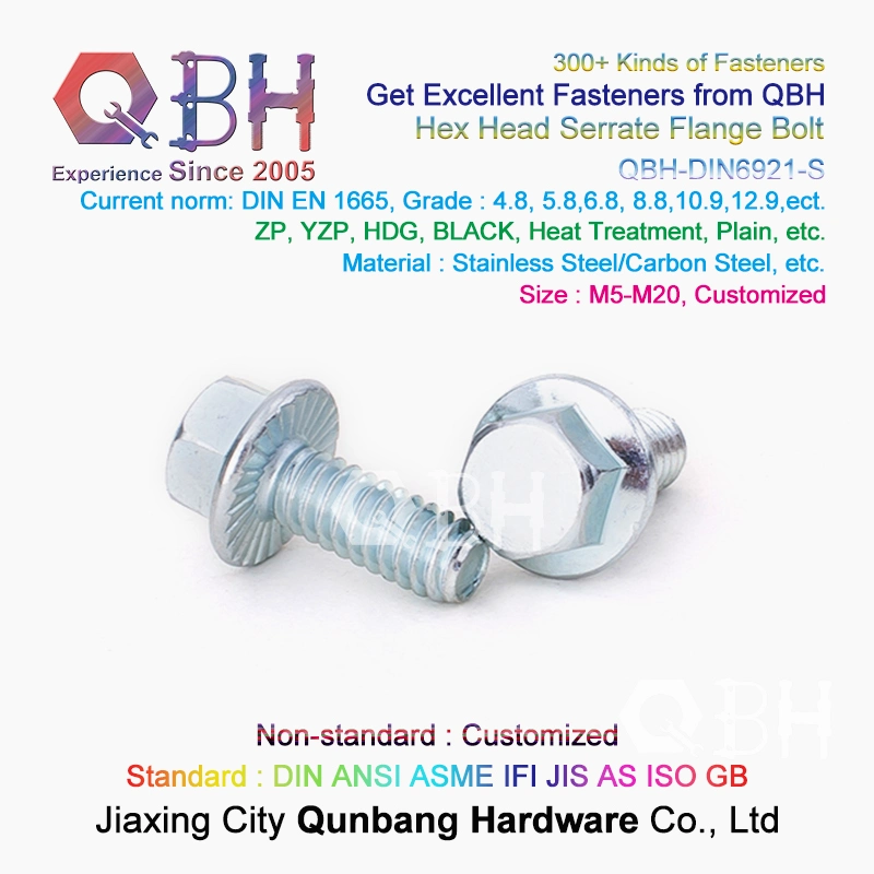 Qbh Standard Customized Non-Standard DIN6921 M5~M24 Flange Bolts Motobike Motorcycle Electric Tyre Fixture Fastener Bike Bicycle Parts