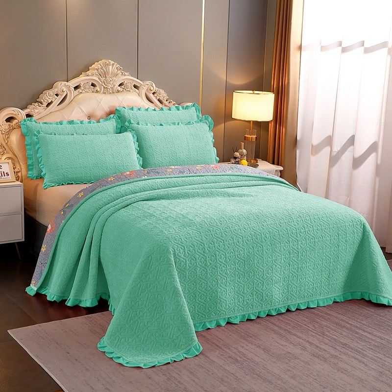 Clip Cotton Milk Flannel Lace Bedspread Solid Color Blanket