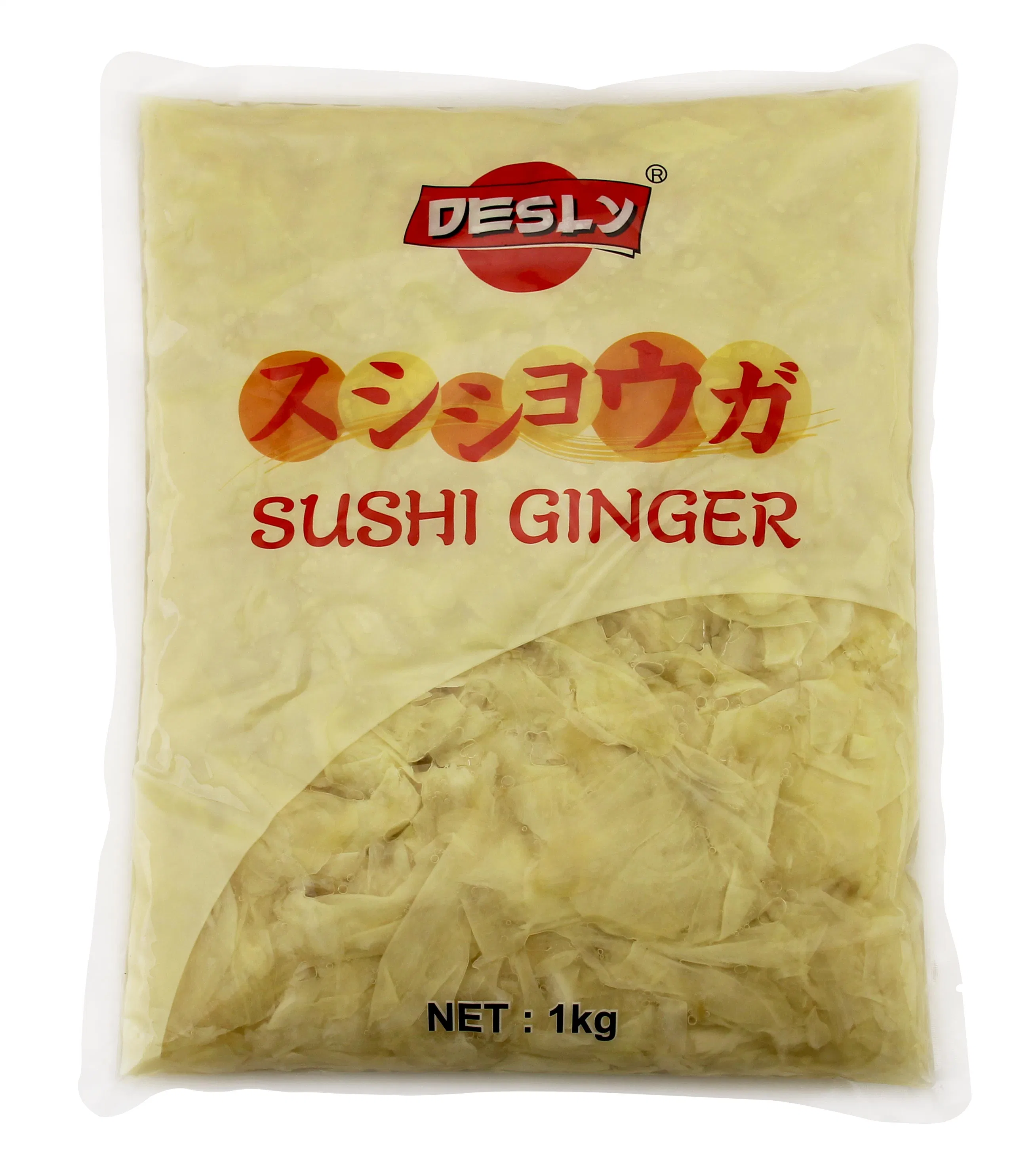 1 كغ من طبق البيك الياباني مع قطع صفراء سوشي جينجر الممزقة للحوم من أجل محلات السوبر ماركت والمطاعم