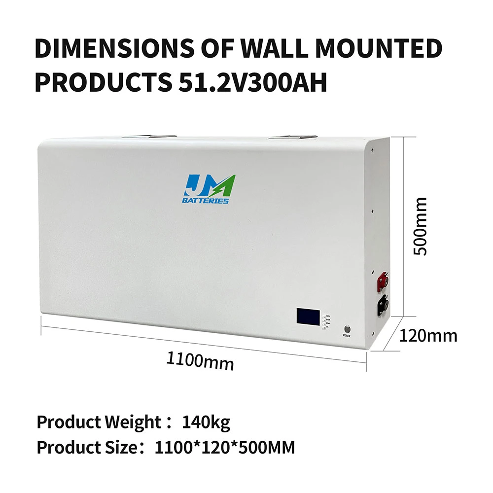 Bateria de armazenamento solar de 5kwh 51,2V 100ah LiFePO4 para Home Power montado na parede Energia Solar bateria