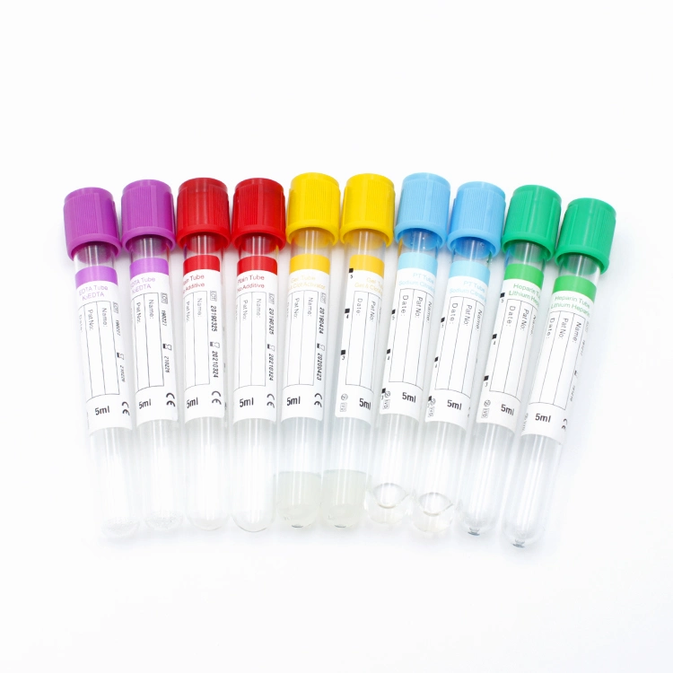 Disposable Medical Test Pet Glass Plain/Procoagulation/Gel& Clot Activator/ Glucose/PT/Heparin/EDTA K2 K3/ESR Vacuum Blood Collection Tube