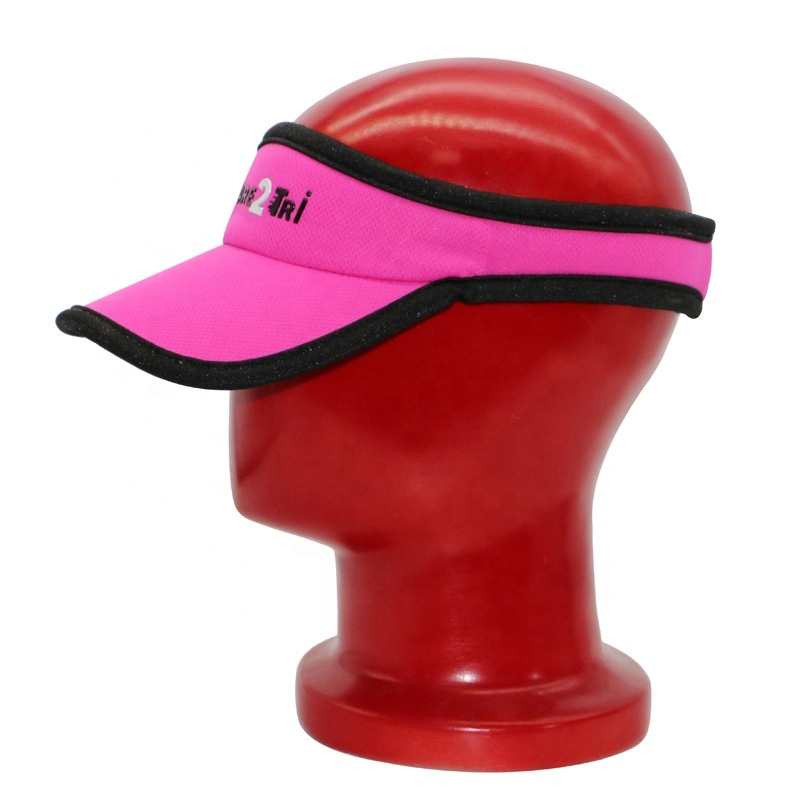 Logotipo personalizado de melhor vendas e chapéus de viseira da Sun em cores para Boné com pala em PVC para exterior em 3D bordado para mulher