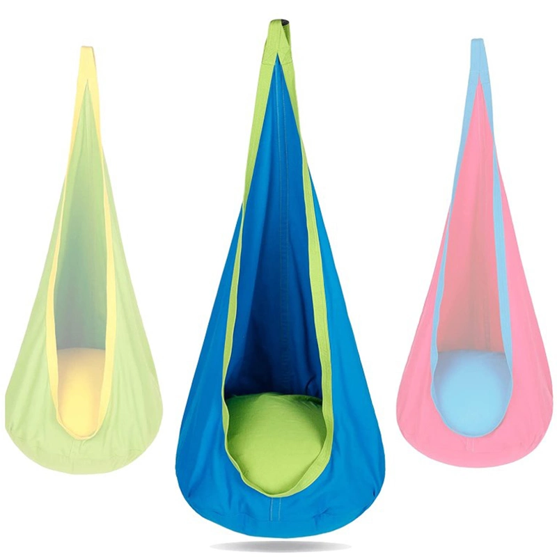 Outdoor Multicolor Kids Pod Swing Seat Cotton Child Chair Durable Hammock Bed