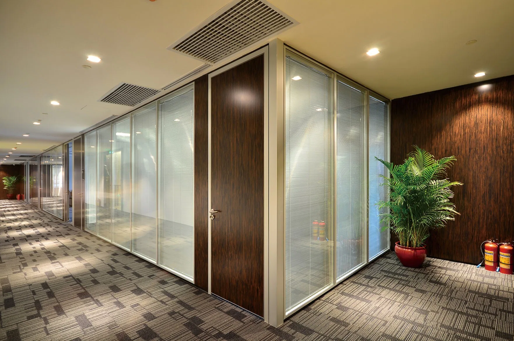 Full View Office Wall Partition Double Layer Glass Aluminum Partition Type