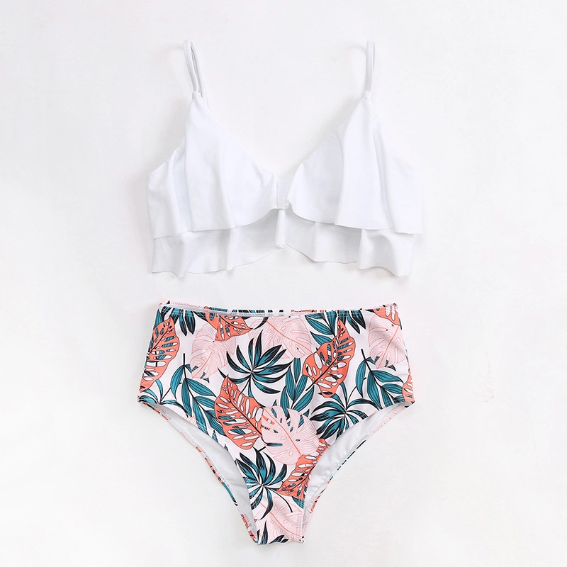 White Top Bathing Suits Cute High Waisted Sports Beach Swimwear Bikini Sets