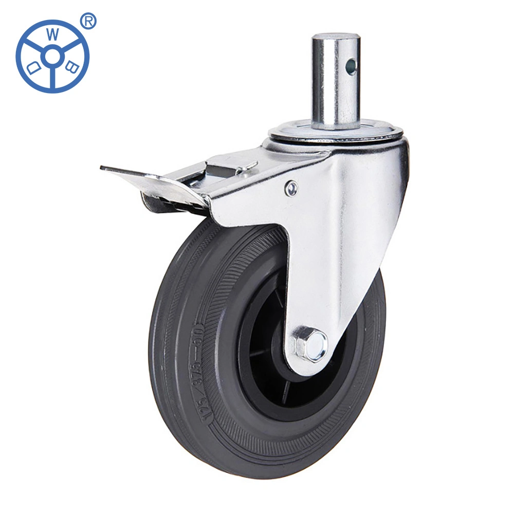 Standard Industrial Caster Swivel Roller Plastic Core Casters Rubber Material Fix Castor Wheel Brake