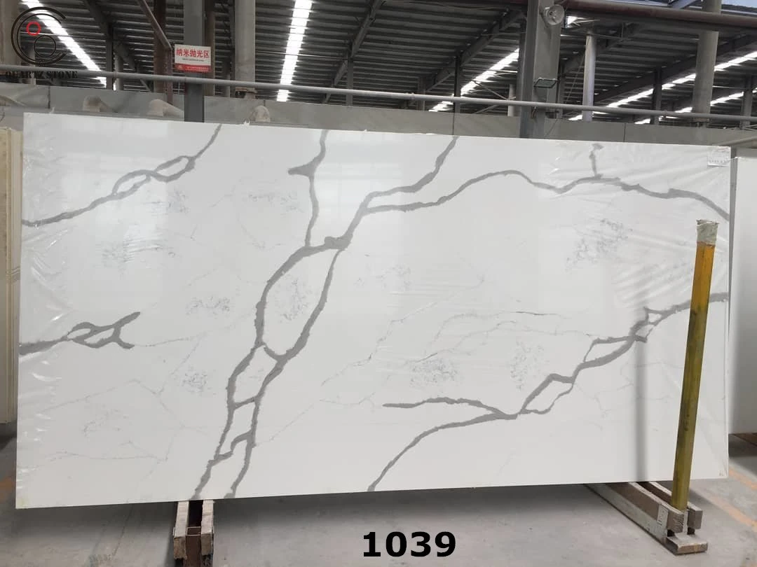 Haute qualité 1039 Quartz artificiel blanc dalle de pierre utilisés pour la décoration