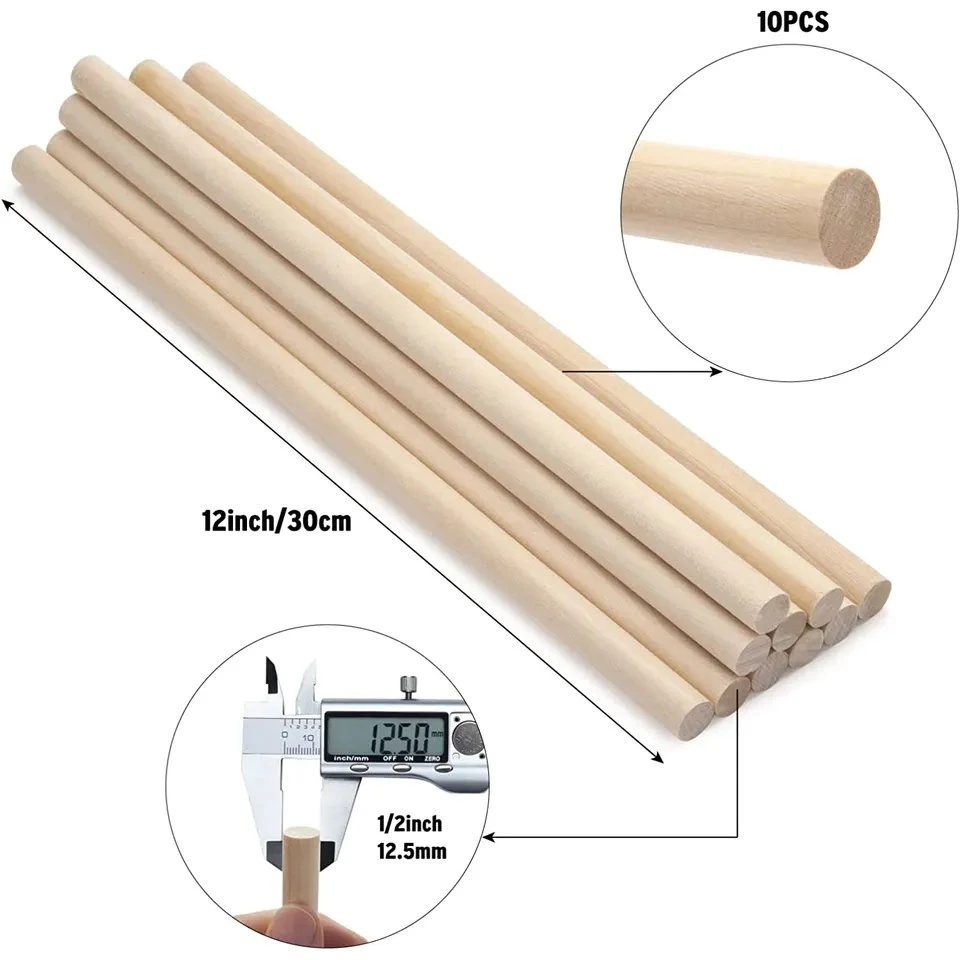 Wood Dowel Square, Wood Sticks Round, and Beech Wood Dowel for Crafting