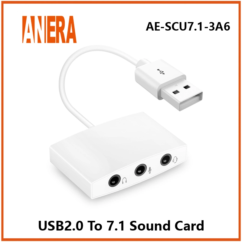 Anera Hot Selling 3 in 1 External Audio Adapter USB C Soundkarte mit Stereo Virtual 7,1 Kanal