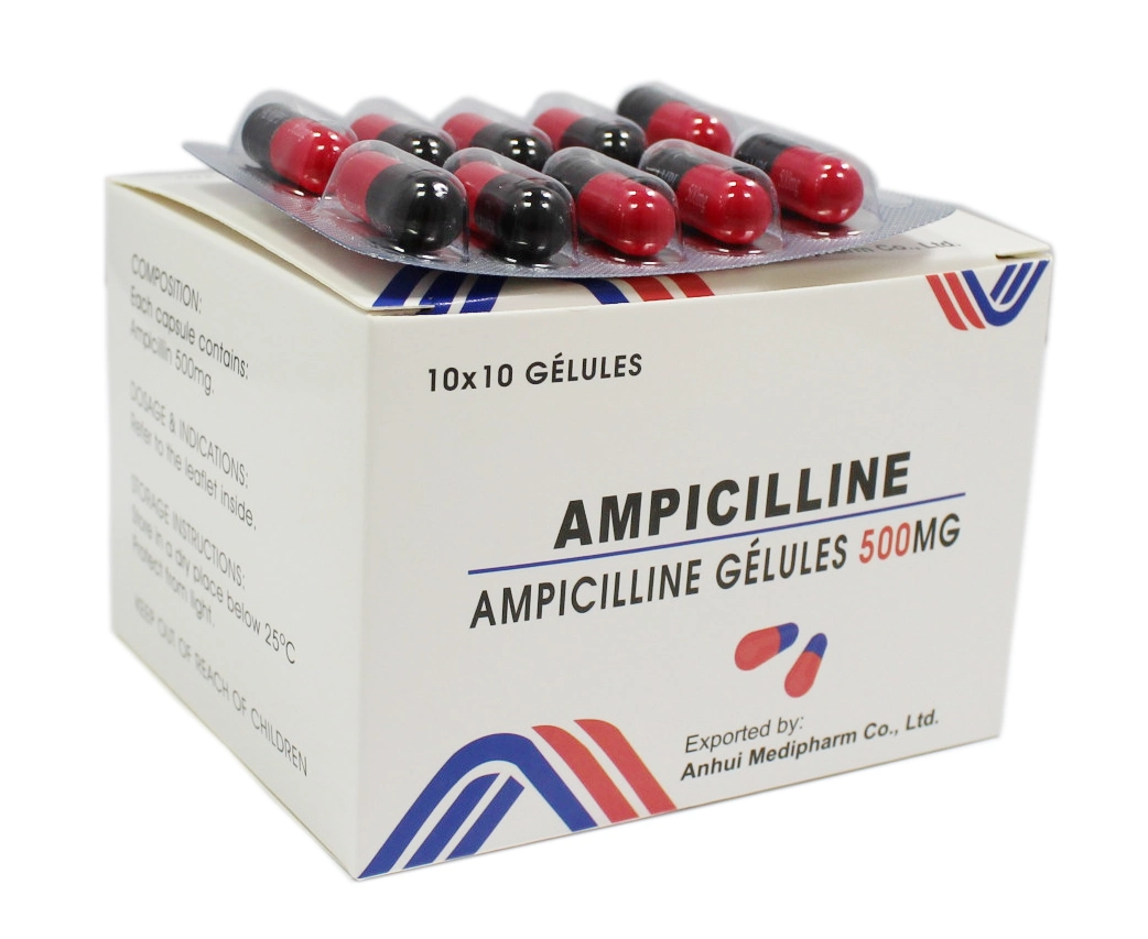 Cápsula de Ampici 500mg 10*10/Caja, Medicamento Occidental con GMP