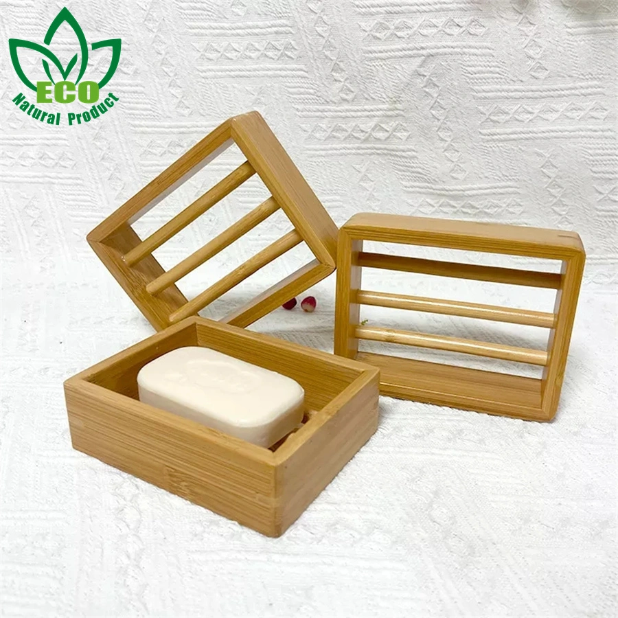 Accessoires de salle de bains Vente en gros Bambu en bois naturel Portasapone porte-savon en bambou Porte-plateau porte-savon en bambou