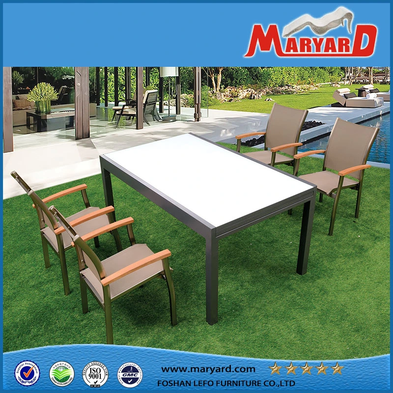 Terrace Dining Table Outdoor Garden Aluminum Furniture Modern Outdoor Hotel Teak Dining Table and Chair