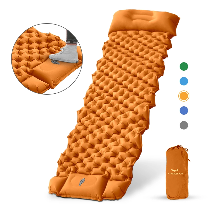 Hiking Travel Widened TPU Self-Inflating Folding Sleeping Bag Air Pad Outdoor Inflatable Camping Mat with Pillow