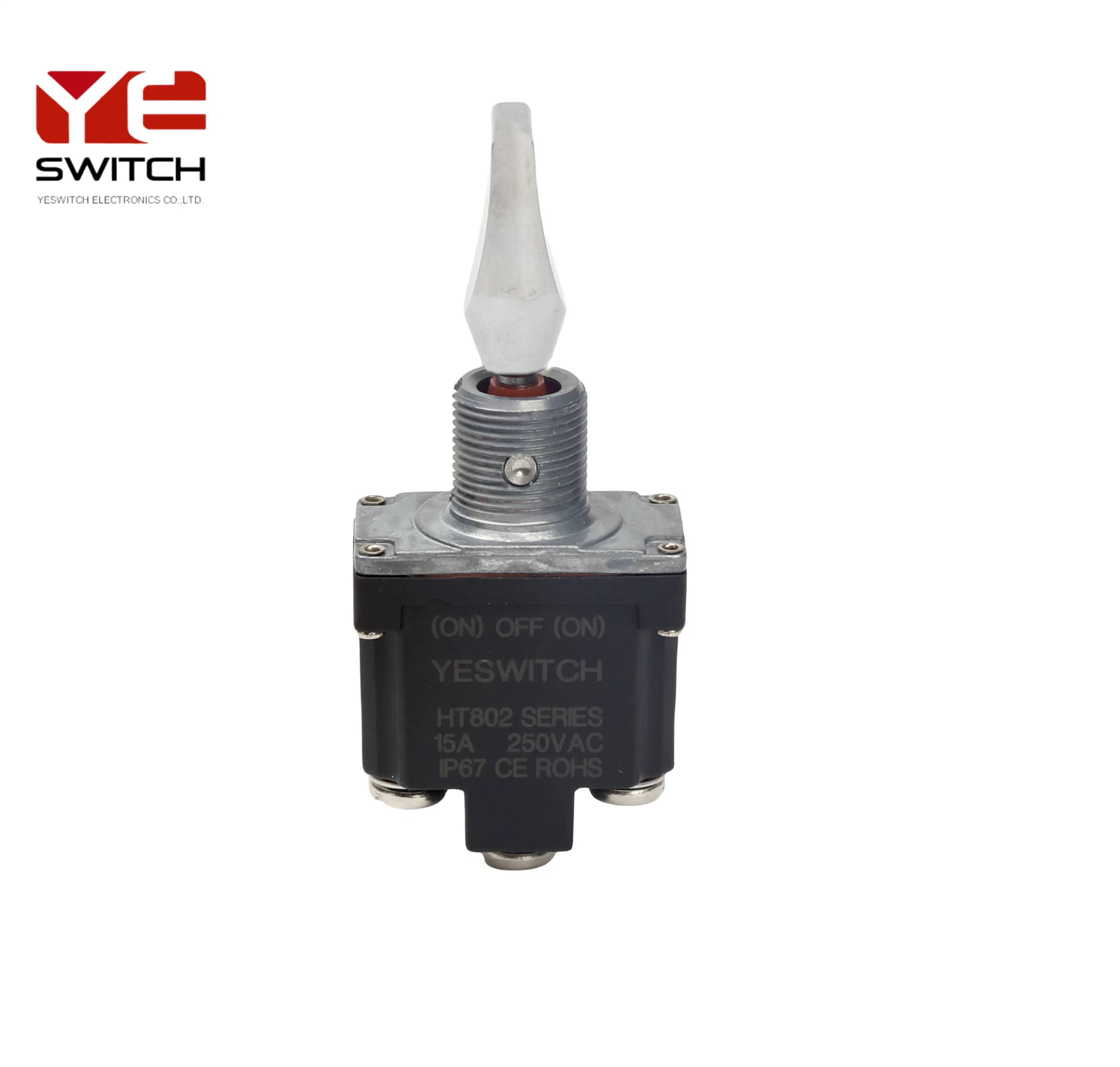 Ht802 Series IP68 Waterproof 15A 28VDC Single/Double Pole Spdt Dpdt Toggle Switch on-on/on-off-on Lock Momentary for Automotive and Aerospace Toggle Switch