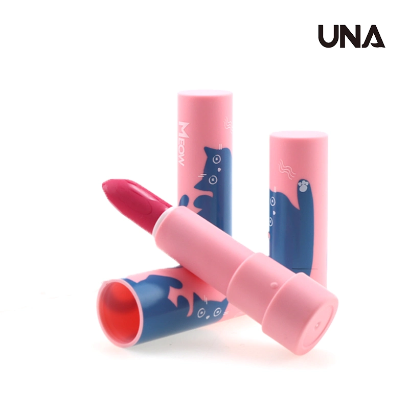 Wholesale/Supplier Private Label Classic 6 Colors Cute Cat Pink Lip Case Vegan High Pigment Moisturizing Lipstick