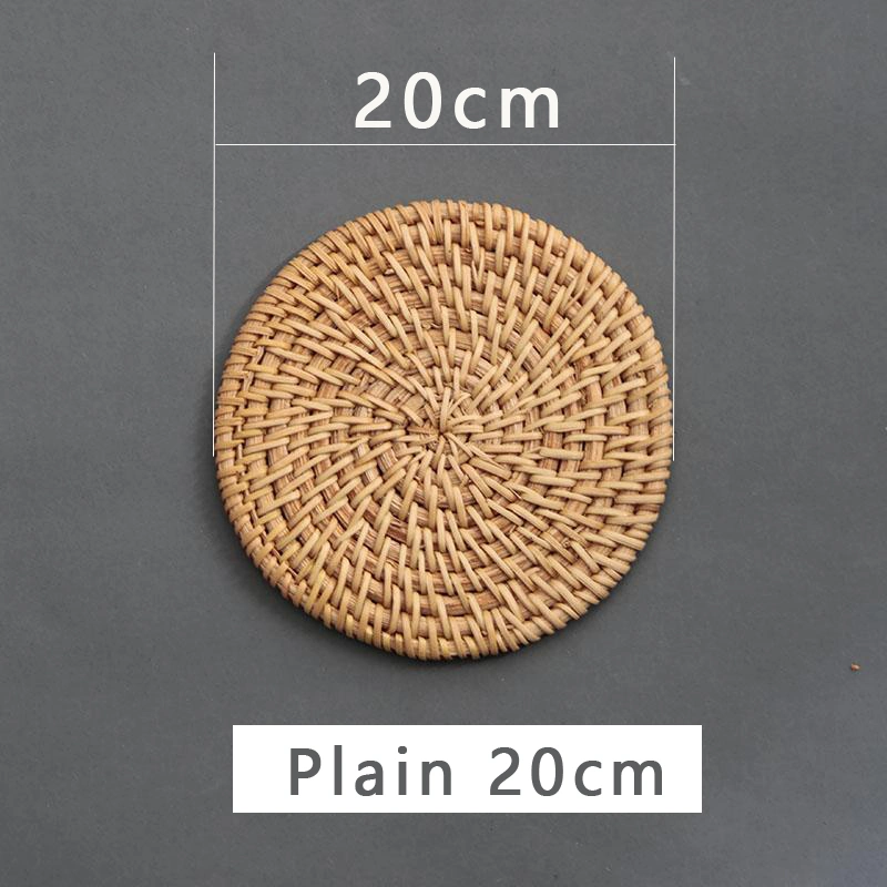 Handmade Round Rattan Placemat Coaster Kitchen Table Bowl Mat Durable Woven Insulation Placemats Coaster Teapot Ma