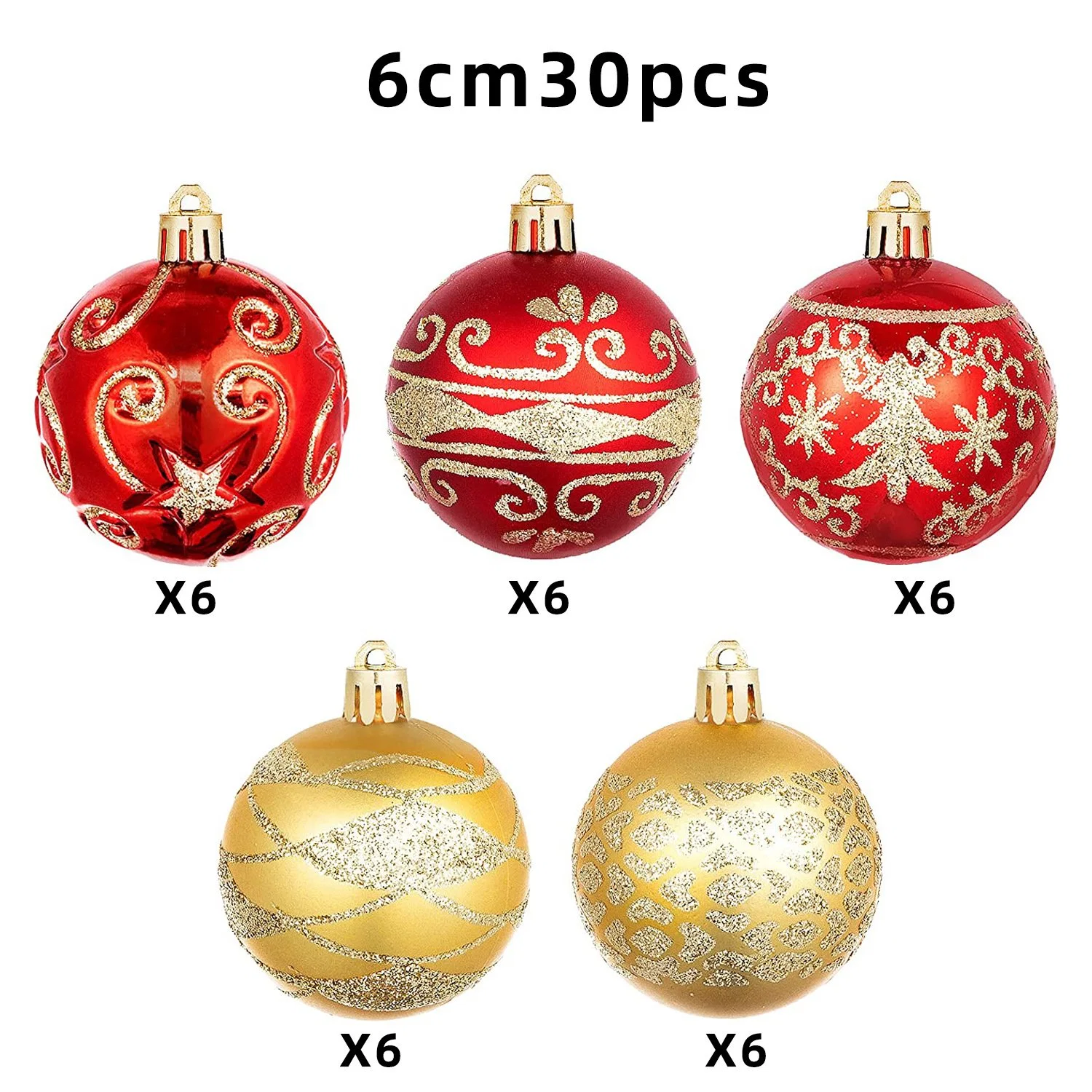 Christmas Decorations 6cm Painted Ball Silk Screen Printed Plastic Shaped Ball