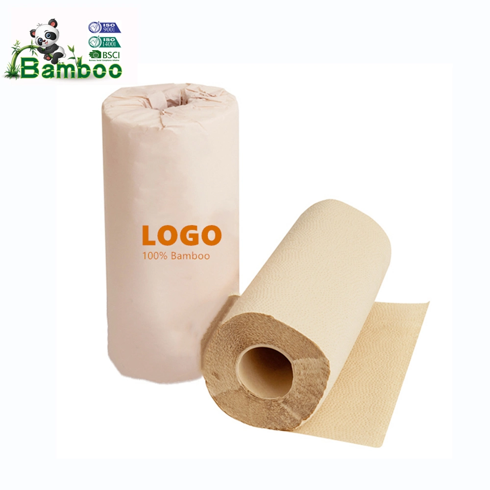 Bamboo Rouleaux de Papier Essuie-Tout Pack de 2 Rouleaux (2 épaisseurs) Biodégradables, Polyvalents, Sans Plastique, Écologiques, Super Absorbants, Solides et Durables