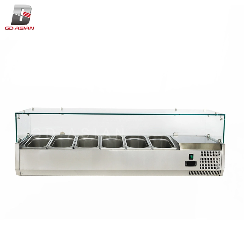 Gn1/4*6 Commercial Refrigerated Stainless Steel Display Topping Unit Vrx1400/330