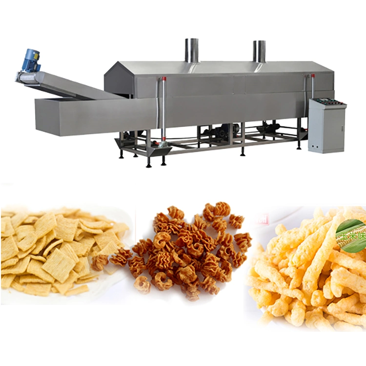 Fryer Machine for Fry Wheat Corn Flour Pellet 3D Snacks Machine6. Industrial Diesel Gas Electric Continuous Belt Fryer for Snack Food