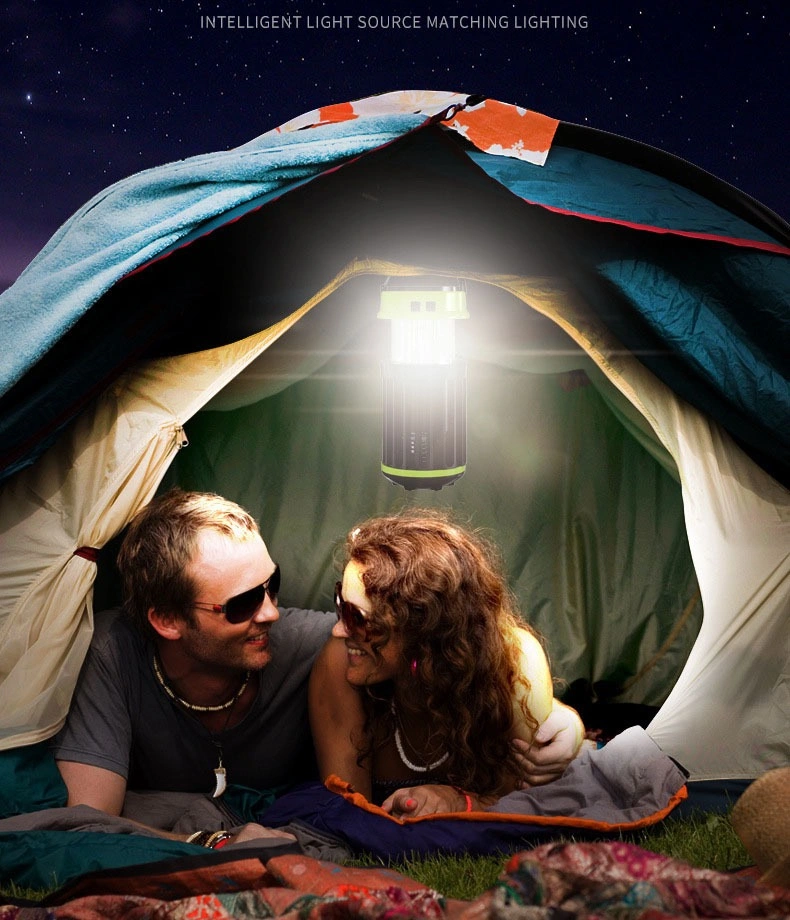 Faltbares Design Solar COB LED Camping Licht mit Moskito Tötung Funktion 4 Blinkmodus Tragbare Camp Zelt Lampe mit Haken Power Bank Camping Laterne