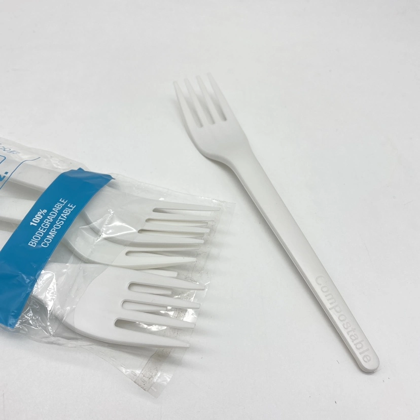 Heat-Resistant 100% Compostable Whitecutlery Disposable PLA Fork