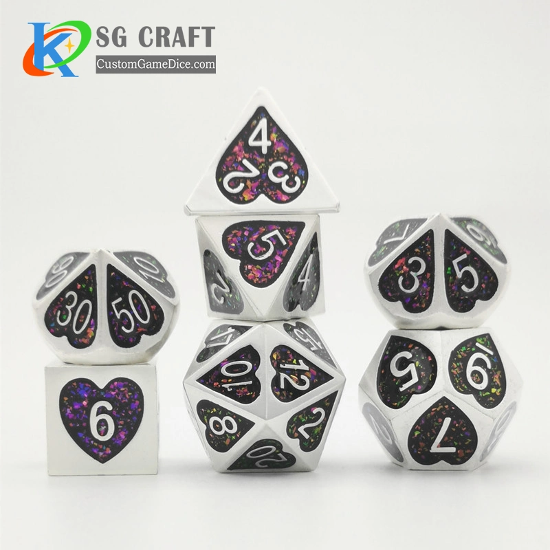 Wholesale/Suppliers Stock Customize Your Favourite Color Hard Enamel Three Colors Metal Dice for Game Coloured Metal Dice, Metal Enamel Dice