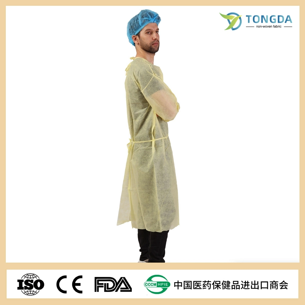 Disposable Protection Gowns, Adult isolation gown Non-Woven Aprons, Long Sleeves, Neck and Waist Ties