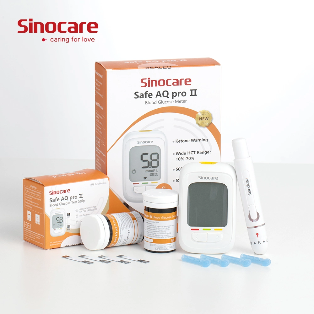 Sinocare Portable Code Free Digital Glucometer Without Blood Smart Sugar Glucose Meter Kit with Test Strips for Home Hospital